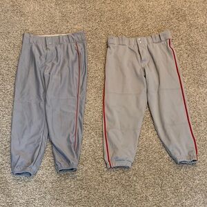 Kids Gray Baseball Pants with Red Stripe Bundle